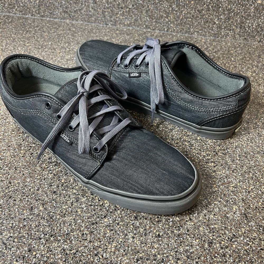 Vans Skateboard Shoe Men Sz 13 Gray Canvas Sneaker Lace Up Low Top Padded Tongue